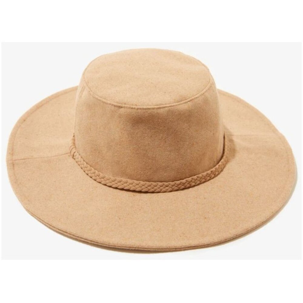 ASN Anthropologie Sun Hat Harper Tan Felt Soft Wool Blend Floppy Boho Floppy - Picture 1 of 6